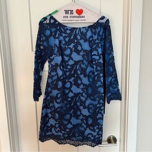Lilly Pulitzer blue lace long sleeve  dress size 0